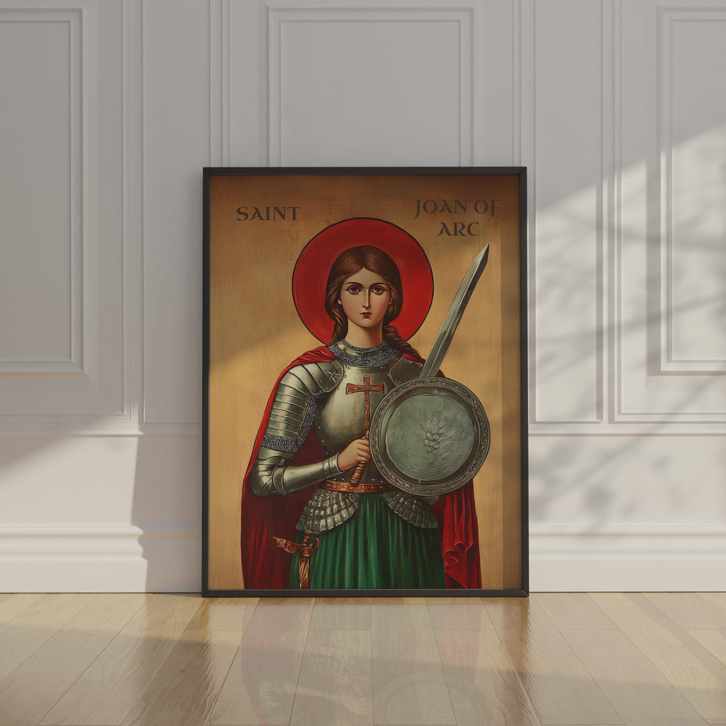 Saint Joan of Arc Icon Wall Art, Courage and Victory Gift for Christian Women, Holygraceart