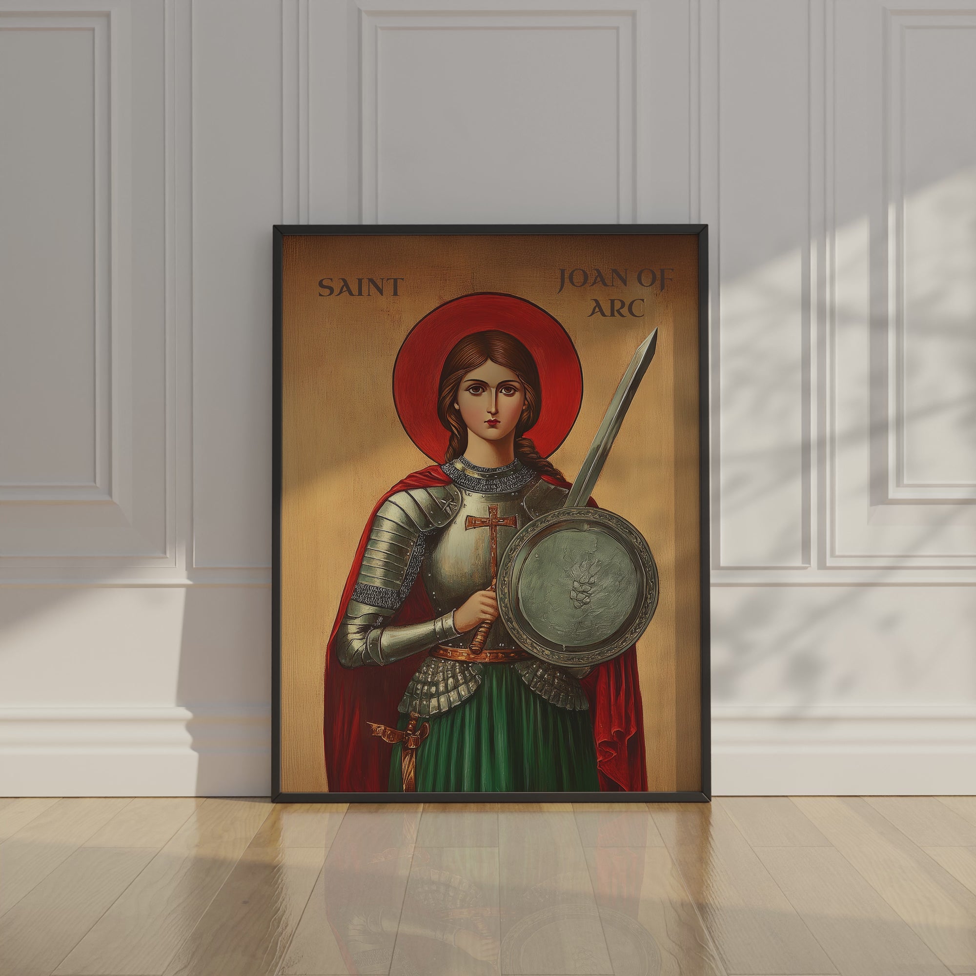 Saint Joan of Arc Icon Wall Art, Courage and Victory Gift for Christian Women, Holygraceart
