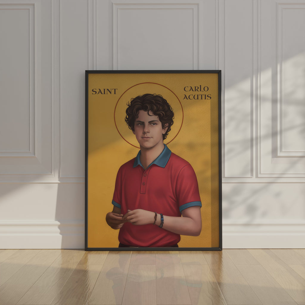 Saint Carlo Acutis Icon Wall Art, YStudent Gift Orthodox Print, Holygraceart