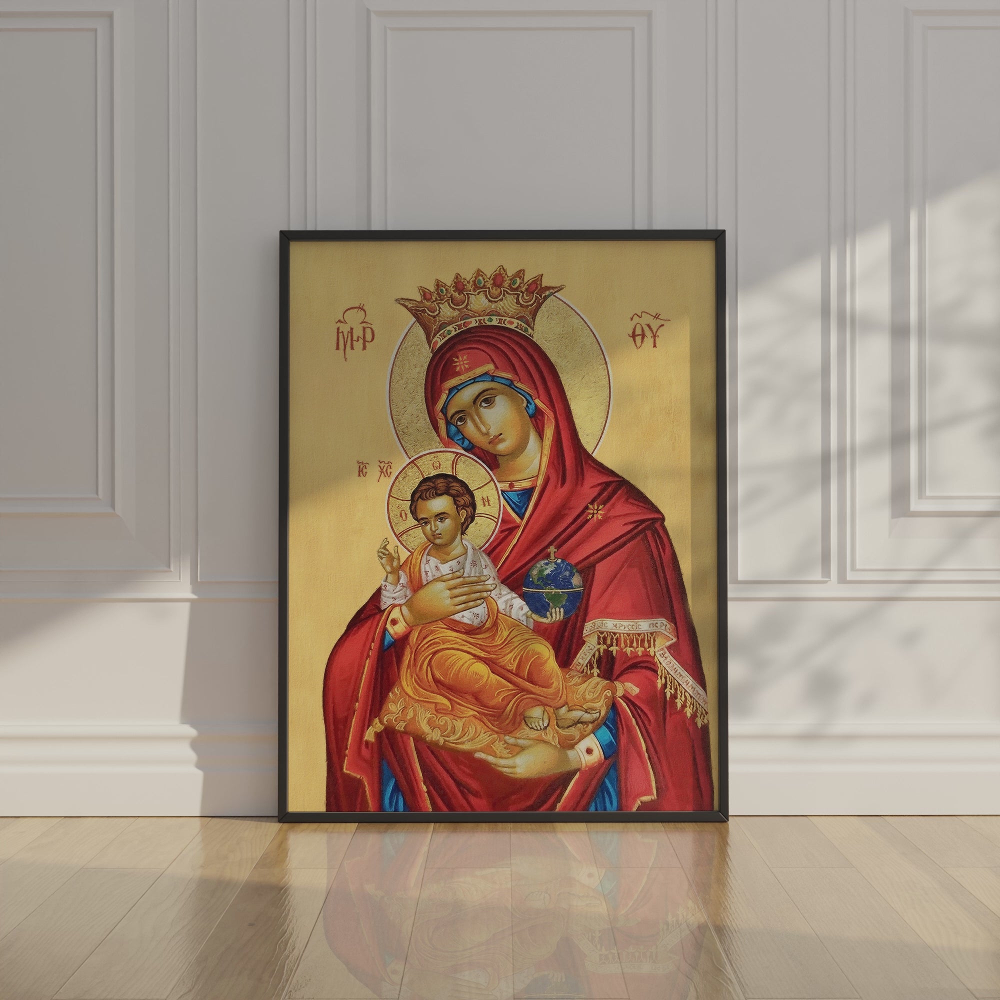 Mother of God Queen of Heaven Orthodox Icon Print, Marian Home Blessing