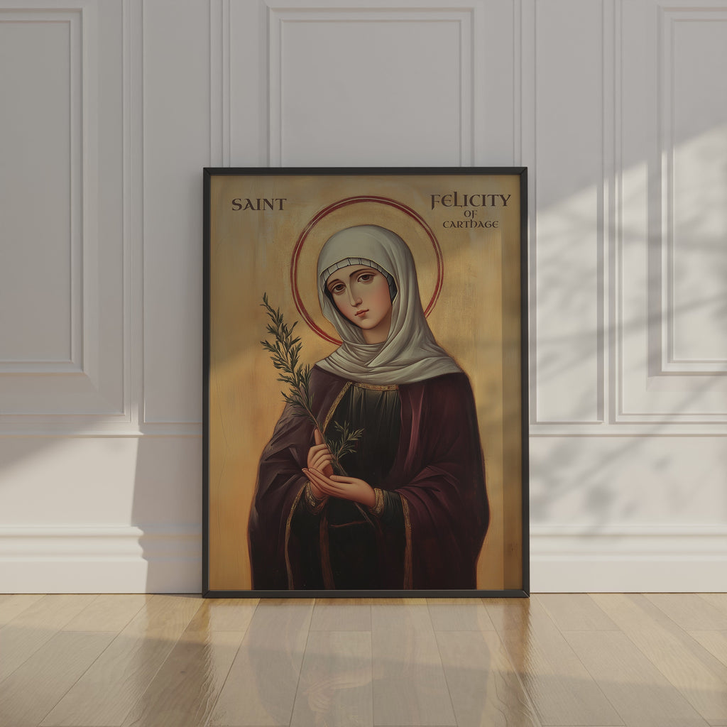 Saint Felicity of Carthage Icon Print, Courage in Suffering Orthodox Wall Art, Holygraceart