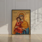 Saint Anna and the Virgin Mary Icon Wall Art, Sacred Family Gift Byzantine Decor, Holygraceart