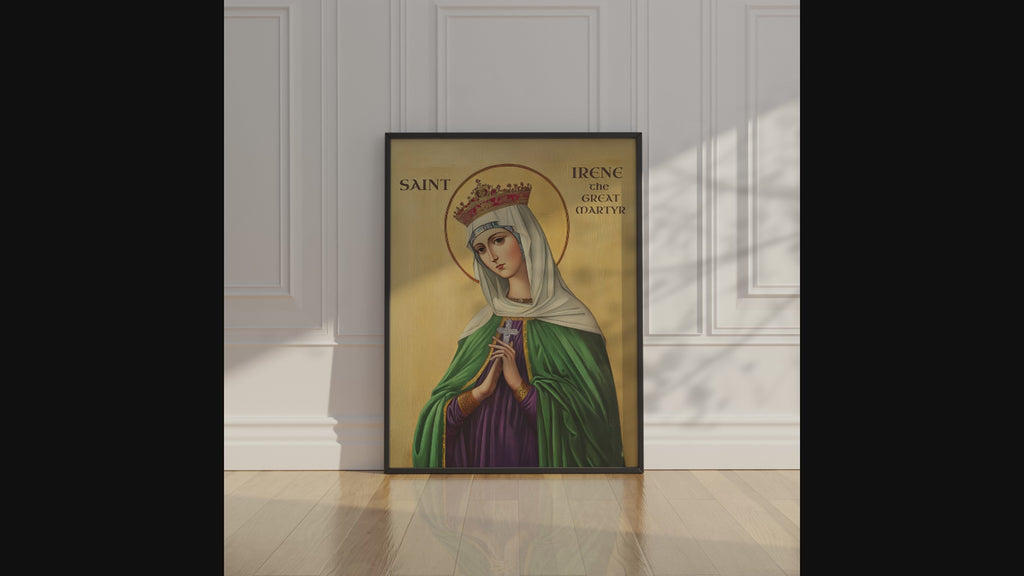 Saint Irene the Great Martyr Icon Wall Art, Courage and Peace Gift Orthodox Decor, Holygraceart