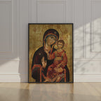 Virgin Mary and Child Orthodox Icon, Theotokos print, Baptism and Family Blessing Gift
