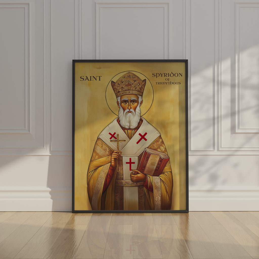 Saint Spyridon of Trimythous Icon Print, Clergy & Bishop Gift, Orthodox Home Decor
