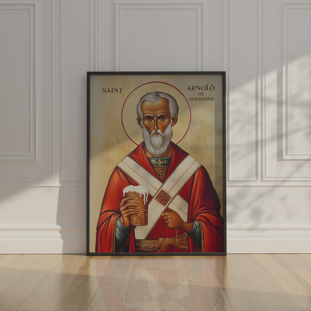 Saint Arnould of Soissons Icon Print, Brewing and Feast Day Gift, Holygraceart