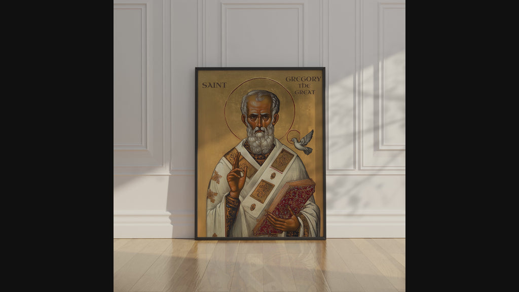 Saint Gregory the Great Icon Print, Doctor of the Church Gift Byzantine Wall Art, Holygraceart