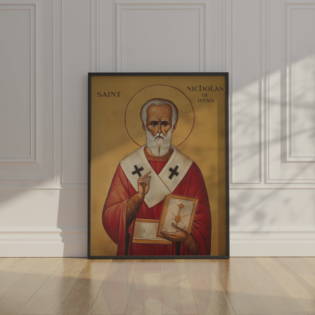 Saint Nicholas of Myra Icon Print, Bishop Blessing Orthodox Wall Art, Holygraceart