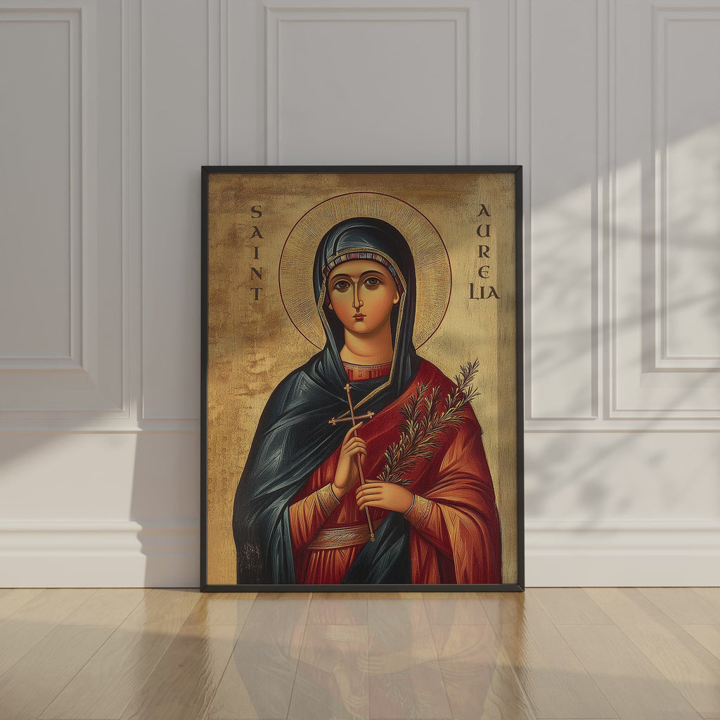 Saint Aurelia Icon Print, Baptism & Confirmation Gift, Orthodox Wall Art, Holygraceart