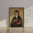 Saint Gertrude the Great Icon Print, Sacred Heart Devotion Gift, Orthodox Wall Art