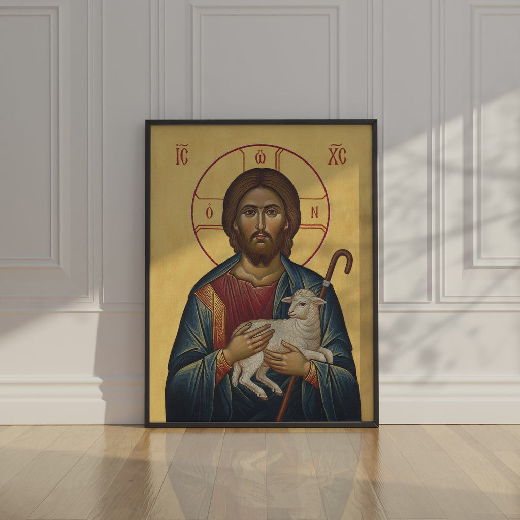 Christ the Good Shepherd Orthodox Icon Print, House Blessing Gift, Holygraceart