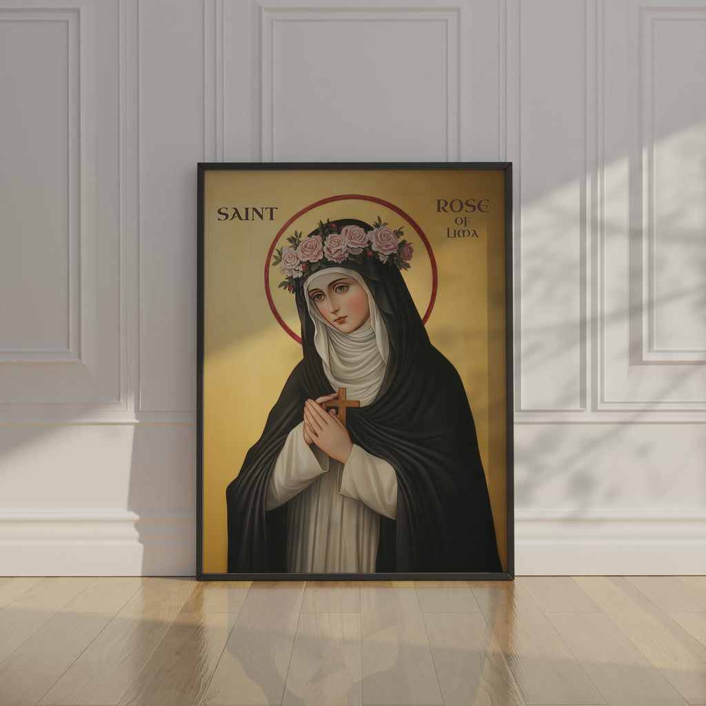 Saint Rose of Lima Icon Print, Women of Faith Gift, confirmation gift, Catholic Decor