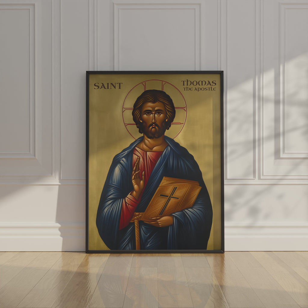 Saint Thomas the Apostle Icon Print, Baptism Gift, Apostolic Devotion Wall Art
