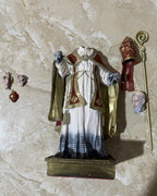 Hand-painted Saint Augustine of Hippo statue with mitre, crozier, and flaming heart